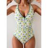 imageB2prity One Piece Swimsuit for Women Tummy Control Ruched Bathing Suit Push Up Tie Back Swimwear Shell StitchedLemon Print