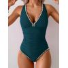 imageB2prity One Piece Swimsuit for Women Tummy Control Ruched Bathing Suit Push Up Tie Back Swimwear Shell StitchedPeacock Green  Pink