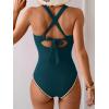 imageB2prity One Piece Swimsuit for Women Tummy Control Ruched Bathing Suit Push Up Tie Back Swimwear Shell StitchedPeacock Green  Pink