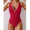 imageB2prity One Piece Swimsuit for Women Tummy Control Ruched Bathing Suit Push Up Tie Back Swimwear Shell StitchedRed  White