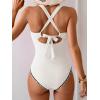 imageB2prity One Piece Swimsuit for Women Tummy Control Ruched Bathing Suit Push Up Tie Back Swimwear Shell StitchedWhite  Black