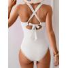 imageB2prity One Piece Swimsuit for Women Tummy Control Ruched Bathing Suit Push Up Tie Back Swimwear Shell StitchedWhite  Light Brown