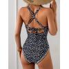 imageB2prity One Piece Swimsuit for Women Tummy Control Ruched Bathing Suit Push Up Tie Back Swimwear Shell StitchedWhite Spots