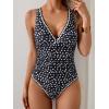 imageB2prity One Piece Swimsuit for Women Tummy Control Ruched Bathing Suit Push Up Tie Back Swimwear Shell StitchedWhite Spots