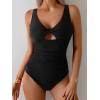 imageB2prity One Piece Swimsuit for Women Tummy Control Ruched Bathing Suit V Neck Cutout SwimwearBlack