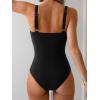 imageB2prity One Piece Swimsuit for Women Tummy Control Ruched Bathing Suit V Neck Cutout SwimwearBlack