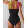 imageB2prity One Piece Swimsuit for Women Tummy Control Ruched Bathing Suit V Neck Cutout SwimwearColor Block 01