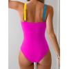 imageB2prity One Piece Swimsuit for Women Tummy Control Ruched Bathing Suit V Neck Cutout SwimwearColor Block 02
