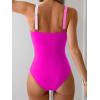 imageB2prity One Piece Swimsuit for Women Tummy Control Ruched Bathing Suit V Neck Cutout SwimwearColor Block 03