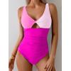 imageB2prity One Piece Swimsuit for Women Tummy Control Ruched Bathing Suit V Neck Cutout SwimwearColor Block 03