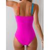 imageB2prity One Piece Swimsuit for Women Tummy Control Ruched Bathing Suit V Neck Cutout SwimwearColor Block 04