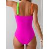 imageB2prity One Piece Swimsuit for Women Tummy Control Ruched Bathing Suit V Neck Cutout SwimwearColor Block 05
