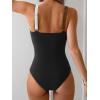imageB2prity One Piece Swimsuit for Women Tummy Control Ruched Bathing Suit V Neck Cutout SwimwearColor Block 07