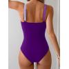 imageB2prity One Piece Swimsuit for Women Tummy Control Ruched Bathing Suit V Neck Cutout SwimwearColor Block 10