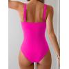 imageB2prity One Piece Swimsuit for Women Tummy Control Ruched Bathing Suit V Neck Cutout SwimwearHot Pink