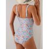 imageB2prity One Piece Swimsuit for Women Tummy Control Ruched Bathing Suit V Neck Cutout SwimwearOrange Floral