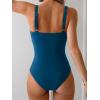 imageB2prity One Piece Swimsuit for Women Tummy Control Ruched Bathing Suit V Neck Cutout SwimwearPeacock Blue