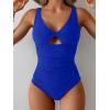 imageB2prity One Piece Swimsuit for Women Tummy Control Ruched Bathing Suit V Neck Cutout SwimwearRoyal Blue