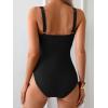 imageB2prity Womens One Piece Swimsuit Tummy Control Slimming Bathing Suit High Waisted Ruched Swim Suit Color Block SwimwearBlack