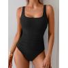 imageB2prity Womens One Piece Swimsuit Tummy Control Slimming Bathing Suit High Waisted Ruched Swim Suit Color Block SwimwearBlack