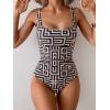 imageB2prity Womens One Piece Swimsuit Tummy Control Slimming Bathing Suit High Waisted Ruched Swim Suit Color Block SwimwearBlack Labyrinth Print