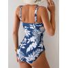 imageB2prity Womens One Piece Swimsuit Tummy Control Slimming Bathing Suit High Waisted Ruched Swim Suit Color Block SwimwearBlue White Print
