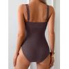 imageB2prity Womens One Piece Swimsuit Tummy Control Slimming Bathing Suit High Waisted Ruched Swim Suit Color Block SwimwearCafe Brown