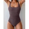 imageB2prity Womens One Piece Swimsuit Tummy Control Slimming Bathing Suit High Waisted Ruched Swim Suit Color Block SwimwearCafe Brown