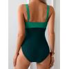 imageB2prity Womens One Piece Swimsuit Tummy Control Slimming Bathing Suit High Waisted Ruched Swim Suit Color Block SwimwearGreen Block