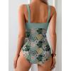 imageB2prity Womens One Piece Swimsuit Tummy Control Slimming Bathing Suit High Waisted Ruched Swim Suit Color Block SwimwearGreen Floral