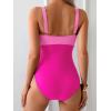 imageB2prity Womens One Piece Swimsuit Tummy Control Slimming Bathing Suit High Waisted Ruched Swim Suit Color Block SwimwearHot Pink Block