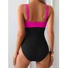 imageB2prity Womens One Piece Swimsuit Tummy Control Slimming Bathing Suit High Waisted Ruched Swim Suit Color Block SwimwearHot Pink and Black