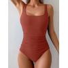 imageB2prity Womens One Piece Swimsuit Tummy Control Slimming Bathing Suit High Waisted Ruched Swim Suit Color Block SwimwearMecca Orange