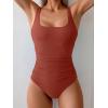 imageB2prity Womens One Piece Swimsuit Tummy Control Slimming Bathing Suit High Waisted Ruched Swim Suit Color Block SwimwearMecca Orange