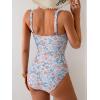 imageB2prity Womens One Piece Swimsuit Tummy Control Slimming Bathing Suit High Waisted Ruched Swim Suit Color Block SwimwearOrange Floral Printed