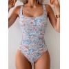 imageB2prity Womens One Piece Swimsuit Tummy Control Slimming Bathing Suit High Waisted Ruched Swim Suit Color Block SwimwearOrange Floral Printed