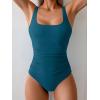 imageB2prity Womens One Piece Swimsuit Tummy Control Slimming Bathing Suit High Waisted Ruched Swim Suit Color Block SwimwearPeacock Blue
