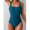 imageB2prity Womens One Piece Swimsuit Tummy Control Slimming Bathing Suit High Waisted Ruched Swim Suit Color Block SwimwearPeacock Blue