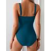 imageB2prity Womens One Piece Swimsuit Tummy Control Slimming Bathing Suit High Waisted Ruched Swim Suit Color Block SwimwearPeacock Blue
