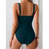 imageB2prity Womens One Piece Swimsuit Tummy Control Slimming Bathing Suit High Waisted Ruched Swim Suit Color Block SwimwearPeacock Green