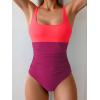 imageB2prity Womens One Piece Swimsuit Tummy Control Slimming Bathing Suit High Waisted Ruched Swim Suit Color Block SwimwearRed Block