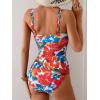 imageB2prity Womens One Piece Swimsuit Tummy Control Slimming Bathing Suit High Waisted Ruched Swim Suit Color Block SwimwearRed Floral Print