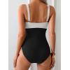 imageB2prity Womens One Piece Swimsuit Tummy Control Slimming Bathing Suit High Waisted Ruched Swim Suit Color Block SwimwearWhite and Black