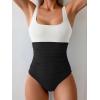 imageB2prity Womens One Piece Swimsuit Tummy Control Slimming Bathing Suit High Waisted Ruched Swim Suit Color Block SwimwearWhite and Black