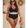 imageB2prity Womens Plus Size One Piece Swimsuit Tummy Control V Neck Bathing Suit Ruched High Waisted Cutout SwimwearBlack