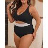 imageB2prity Womens Plus Size One Piece Swimsuit Tummy Control V Neck Bathing Suit Ruched High Waisted Cutout SwimwearBlack