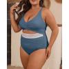 imageB2prity Womens Plus Size One Piece Swimsuit Tummy Control V Neck Bathing Suit Ruched High Waisted Cutout SwimwearGray Blue