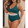 imageB2prity Womens Plus Size One Piece Swimsuit Tummy Control V Neck Bathing Suit Ruched High Waisted Cutout SwimwearGreen