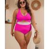imageB2prity Womens Plus Size One Piece Swimsuit Tummy Control V Neck Bathing Suit Ruched High Waisted Cutout SwimwearHot Pink
