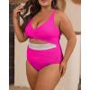 imageB2prity Womens Plus Size One Piece Swimsuit Tummy Control V Neck Bathing Suit Ruched High Waisted Cutout SwimwearHot Pink